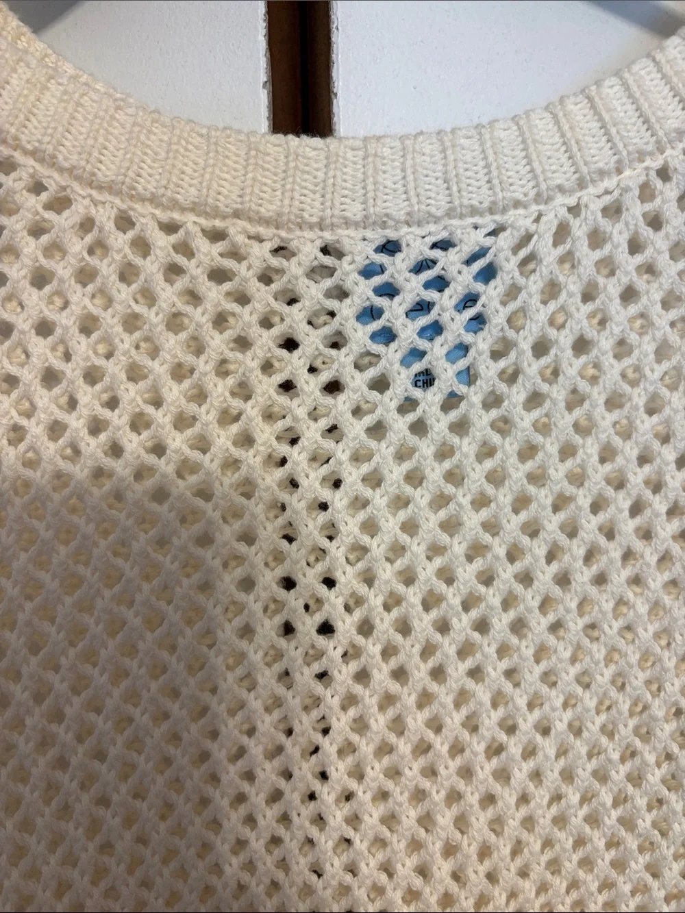 CeCe Cream Open-Knit Sleeveless Crew Sweater
